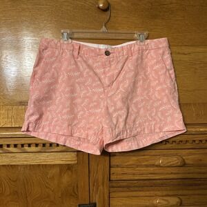 Old Navy Preppy Tropical Pink White Leaf Print Cotton Everyday Chino‎ Shorts